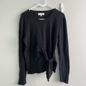 Madewell Black Long-Sleeve Tie-Waist Top
